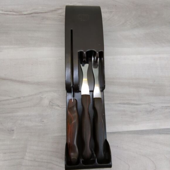 Vintage CUTCO 3 Piece Set 1026 1027 1028 With Bakelite Wall Rack Mount USA Made - Picture 14 of 14